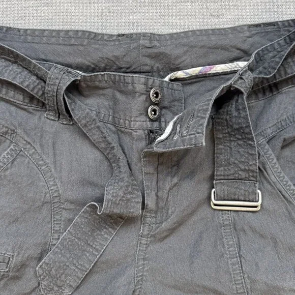 Columbia Womens Gray Cargo Capri Pants Size 4 Pockets Belted Double Button Waist - Picture 7 of 15